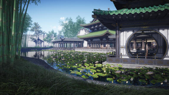 a view of the lake in Yueyin Town